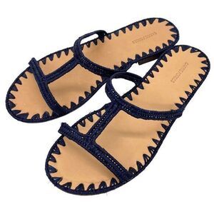 Carrie Forbes Iris Woven Raffia Slide Sandals